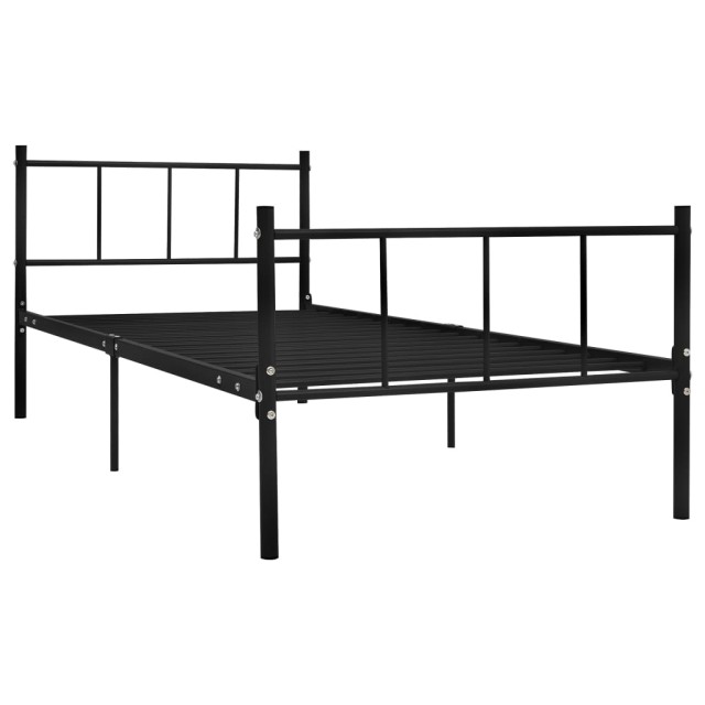 Cadre de lit sans matelas noir métal 90x200 cm