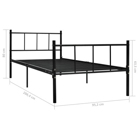 Cadre de lit sans matelas noir métal 90x200 cm