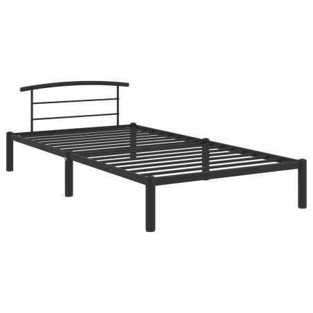 Cadre de lit sans matelas noir métal 90x200 cm