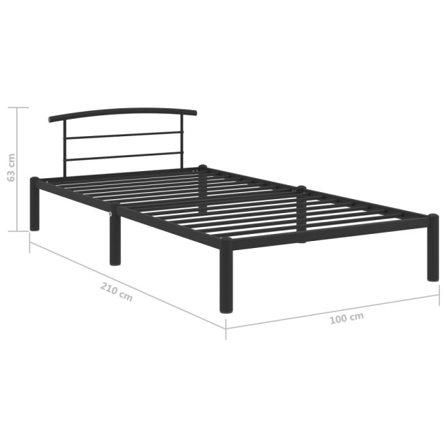 Cadre de lit sans matelas noir métal 90x200 cm