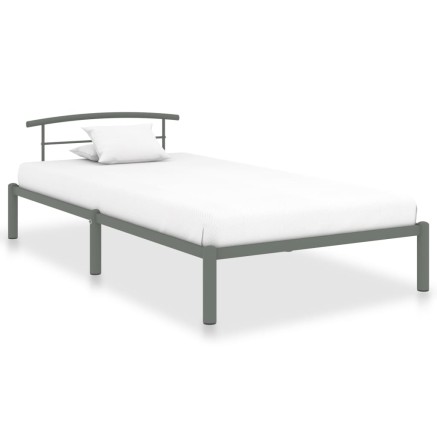 Cadre de lit sans matelas gris métal 90x200 cm