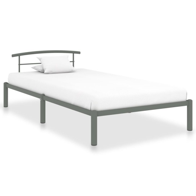 Cadre de lit sans matelas gris métal 90x200 cm