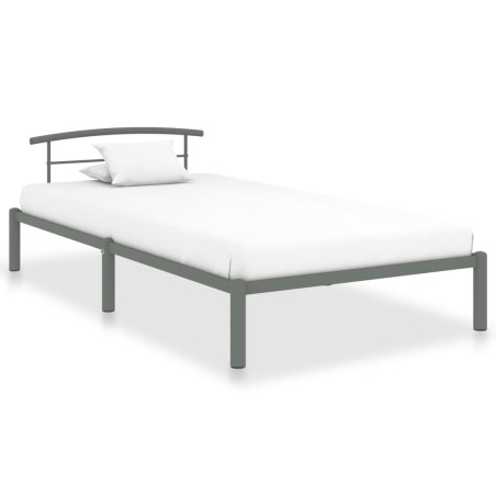 Cadre de lit sans matelas gris métal 90x200 cm