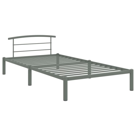 Cadre de lit sans matelas gris métal 90x200 cm 2