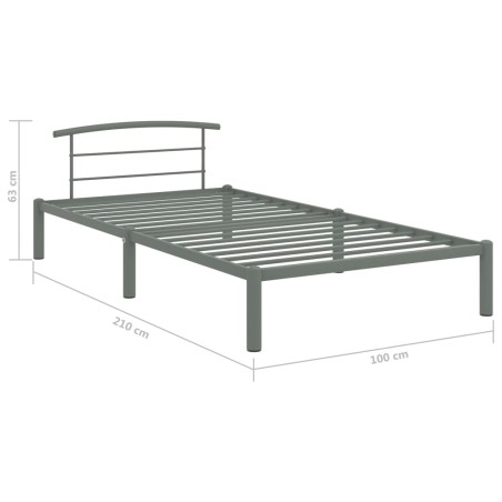 Cadre de lit sans matelas gris métal 90x200 cm