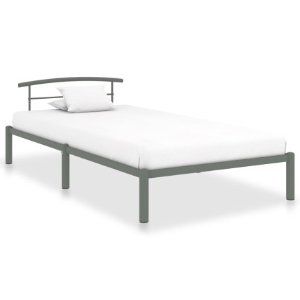Cadre de lit sans matelas gris métal 100x200 cm