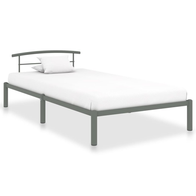 Cadre de lit sans matelas gris métal 100x200 cm