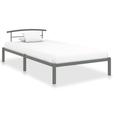 Cadre de lit sans matelas gris métal 100x200 cm
