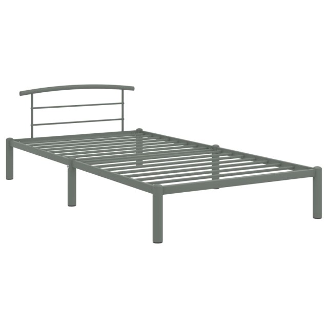 Cadre de lit sans matelas gris métal 100x200 cm
