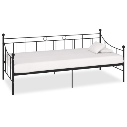 Cadre de lit de repos sans matelas noir métal 90x200 cm