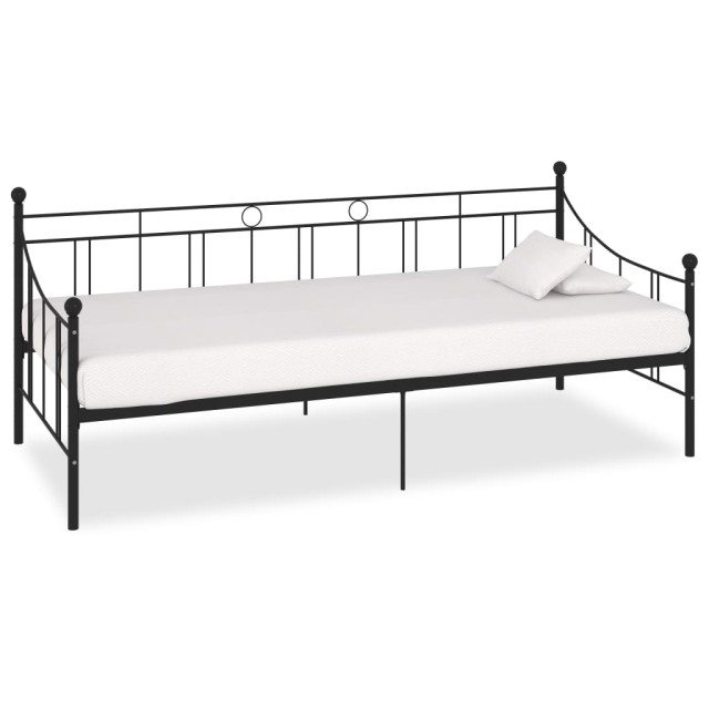 Cadre de lit de repos sans matelas noir métal 90x200 cm