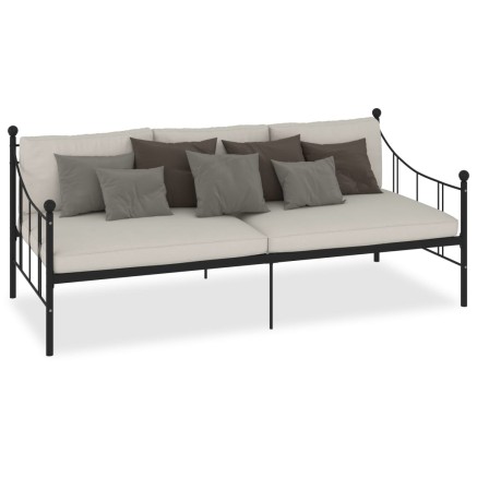 Cadre de lit de repos sans matelas noir métal 90x200 cm 2