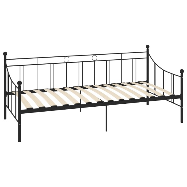 Cadre de lit de repos sans matelas noir métal 90x200 cm
