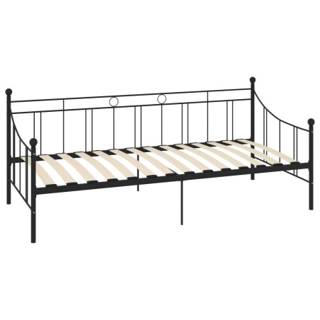 Cadre de lit de repos sans matelas noir métal 90x200 cm