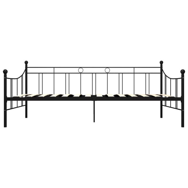 Cadre de lit de repos sans matelas noir métal 90x200 cm