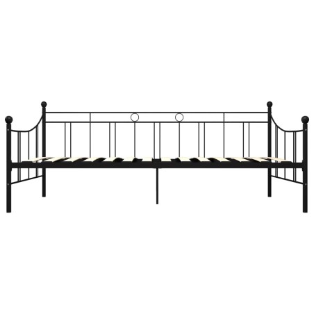 Cadre de lit de repos sans matelas noir métal 90x200 cm