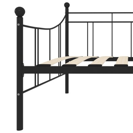 Cadre de lit de repos sans matelas noir métal 90x200 cm