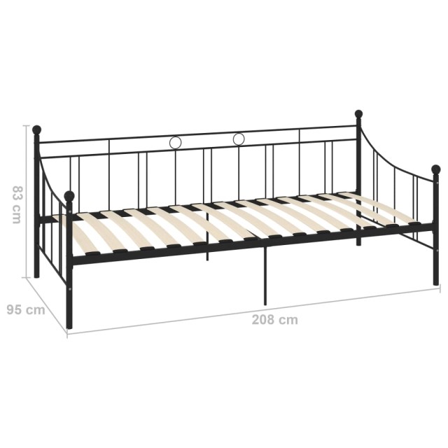 Cadre de lit de repos sans matelas noir métal 90x200 cm