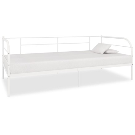 Cadre de lit de jour sans matelas blanc métal 90x200 cm