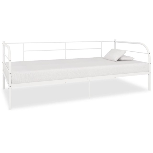 Cadre de lit de jour sans matelas blanc métal 90x200 cm
