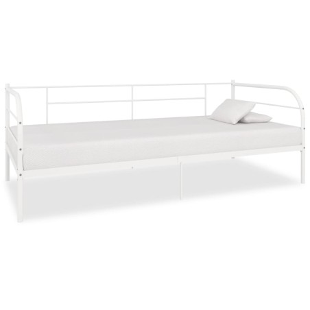 Cadre de lit de jour sans matelas blanc métal 90x200 cm