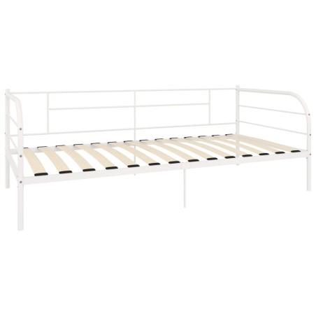 Cadre de lit de jour sans matelas blanc métal 90x200 cm