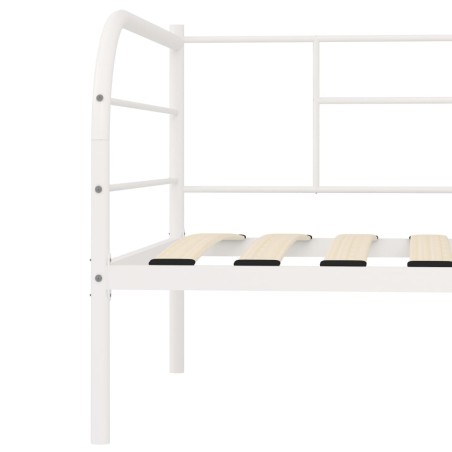 Cadre de lit de jour sans matelas blanc métal 90x200 cm