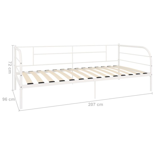Cadre de lit de jour sans matelas blanc métal 90x200 cm
