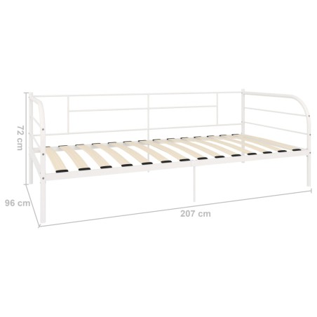 Cadre de lit de jour sans matelas blanc métal 90x200 cm