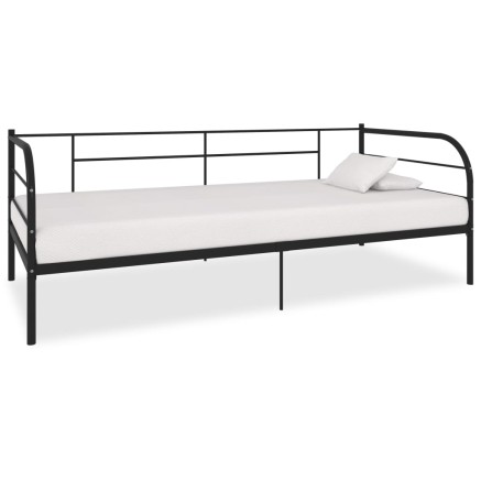 Cadre de lit de repos sans matelas noir métal 90x200 cm
