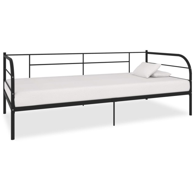 Cadre de lit de repos sans matelas noir métal 90x200 cm
