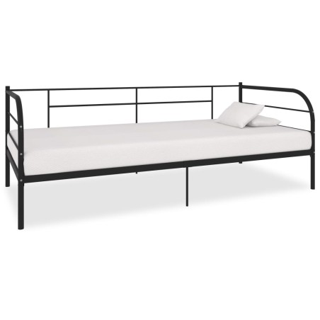 Cadre de lit de repos sans matelas noir métal 90x200 cm