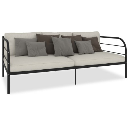Cadre de lit de repos sans matelas noir métal 90x200 cm