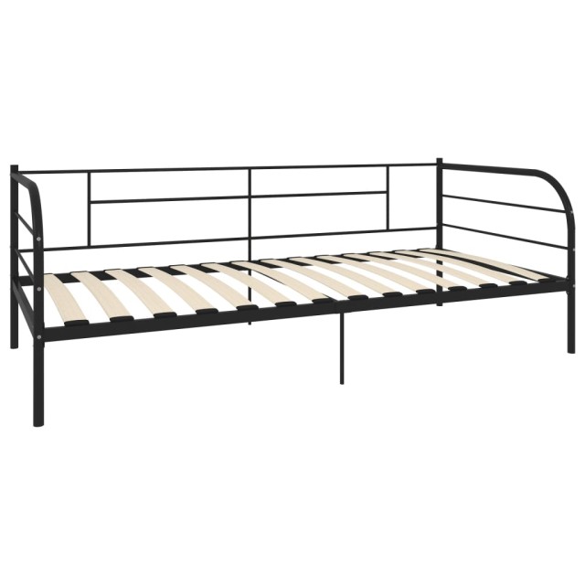 Cadre de lit de repos sans matelas noir métal 90x200 cm