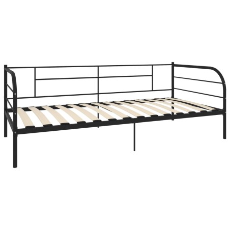 Cadre de lit de repos sans matelas noir métal 90x200 cm
