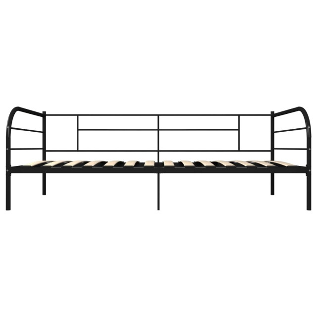 Cadre de lit de repos sans matelas noir métal 90x200 cm