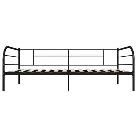 Cadre de lit de repos sans matelas noir métal 90x200 cm