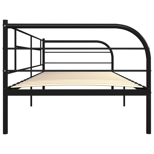 Cadre de lit de repos sans matelas noir métal 90x200 cm