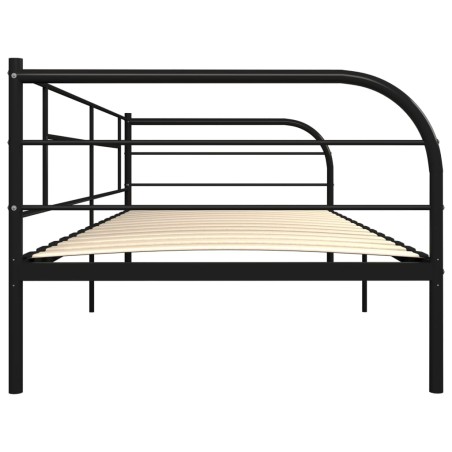 Cadre de lit de repos sans matelas noir métal 90x200 cm