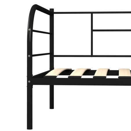 Cadre de lit de repos sans matelas noir métal 90x200 cm