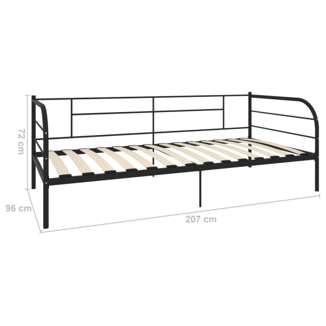 Cadre de lit de repos sans matelas noir métal 90x200 cm