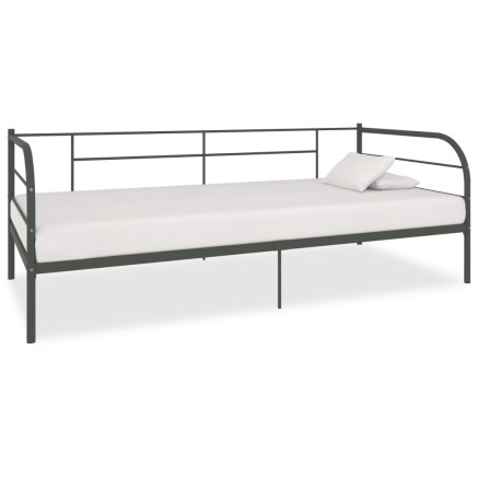 Cadre de lit de repos sans matelas gris métal 90x200 cm