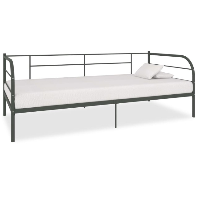 Cadre de lit de repos sans matelas gris métal 90x200 cm