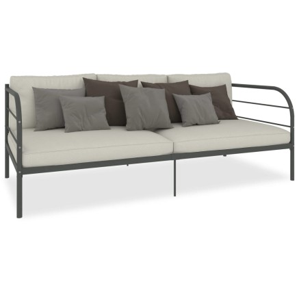 Cadre de lit de repos sans matelas gris métal 90x200 cm 2
