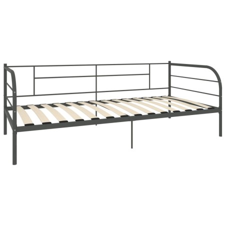 Cadre de lit de repos sans matelas gris métal 90x200 cm