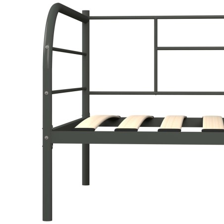 Cadre de lit de repos sans matelas gris métal 90x200 cm