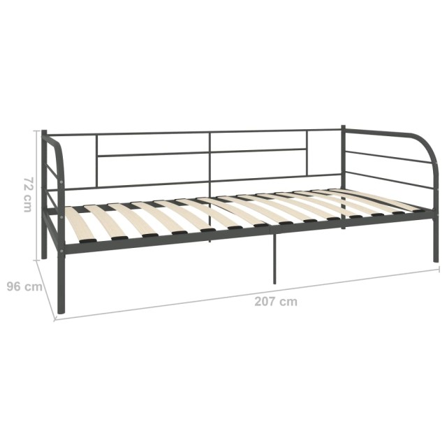 Cadre de lit de repos sans matelas gris métal 90x200 cm