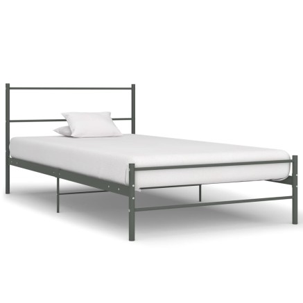 Cadre de lit sans matelas gris métal 100x200 cm