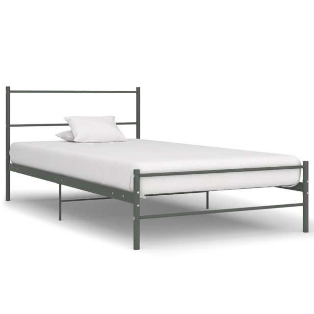 Cadre de lit sans matelas gris métal 100x200 cm
