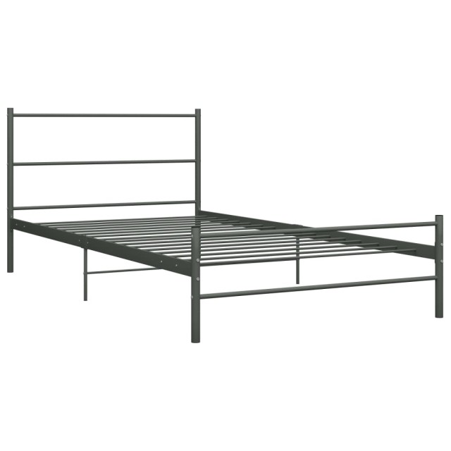 Cadre de lit sans matelas gris métal 100x200 cm